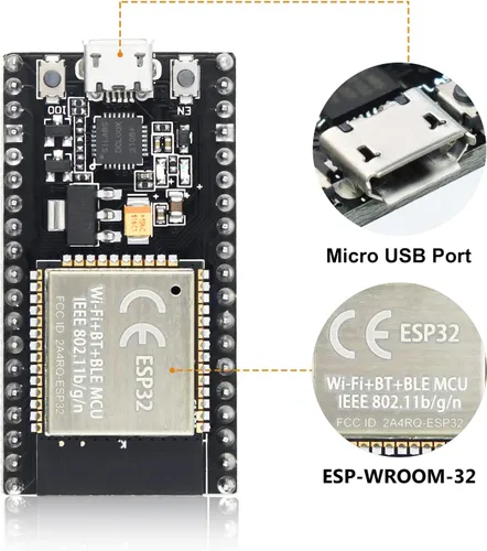 Miniatura 4 de ESP32S ESP32 Placa de desarrollo 2.4 GHz Dual Core WLAN WiFi + Bluetooth 2-en-1 Microcontrolador ESP-WROOM-32 Chip para Arduino