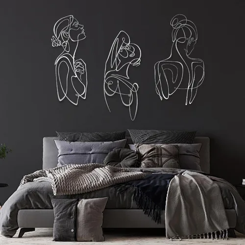 Decoración de pared minimalista moderna de 3 piezas, arte de pared de metal para mujer, esculturas de pared modernas abstractas femeninas de una
