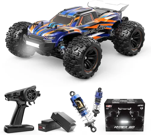 HYPER GO H16DR - Auto a control remoto rápido a escala 1:16 listo para correr, Monster Truck RC de alta velocidad y saltos, coches RC todo terreno,