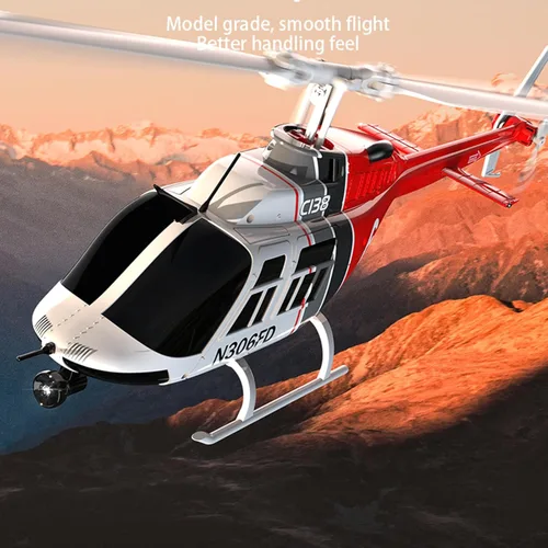 Miniatura 9 de Helicóptero de control remoto C138, helicóptero Bell206 a escala 1:33, 2.4G, 4 canales, RTF de una sola hélice, libre de Aileron, giroscopio de seis