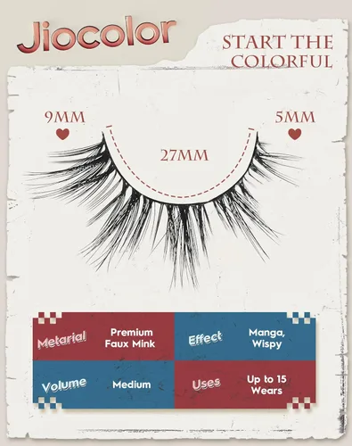 Miniatura 3 de Jiocolor - Pestañas naturales que parecen extensiones, pestañas de tira, aspecto natural, banda delgada, pestañas postizas finas, pestañas de ojo
