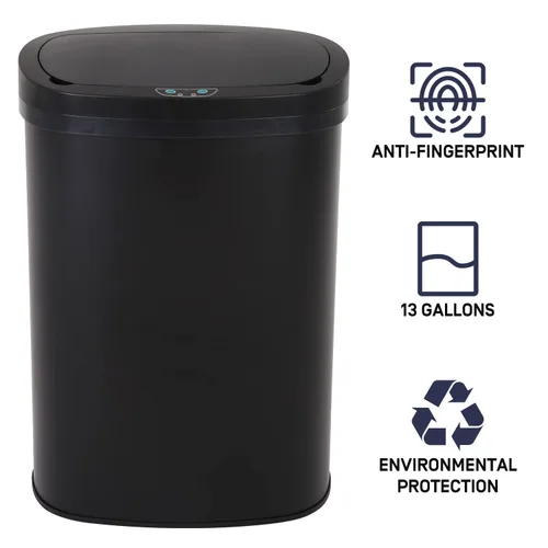 Miniatura 8 de Basurero de acero inoxidable automático sin tacto, con tapa para cocina, sala de estar, oficina, baño, sensor de movimiento electrónico sin contacto