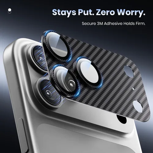 Miniatura 5 de Hoerrye Protector de lente de cámara para iPhone 17 Pro – [12 pies a prueba de roturas de grado militar] [Fuerte adsorción] Metal superior 9H+ Fibra