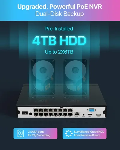 Miniatura 6 de ZOSI Sistema de cámara de seguridad PoE de 32 canales 4K, 8 cámaras IP PoE para interiores y exteriores de 8 MP, detección de vehículos personales