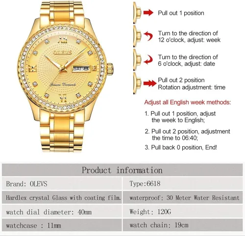 Miniatura 4 de OLEVS Men Quartz Business Watch with Stainless Steel Band Classic Waterproof Watches Roman Numeral Unique Calendar Date Window Wristwatch
