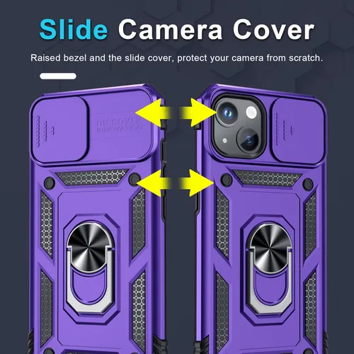 Miniatura 3 de Funda Janmitta para iPhone 12 Mini y 13 Mini con cubierta deslizante para lente de cámara incorporada + protector de pantalla, funda de cuerpo