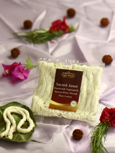 Miniatura 2 de Yogic Mantra Janeu Thread Yagnopavit Paquete de 5 Hilo sagrado Janoi Sagrado Hilo Upanayana Sanskara Janaeu Puja Janeva espiritual
