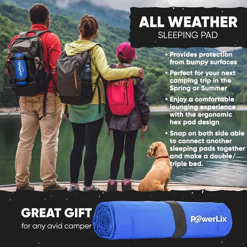 Miniatura 3 de Powerlix - Colchoneta inflable ultraligera y compacta con bolsa de inflado, bolsa de transporte y kit de reparación, ideal para acampar, mochilero