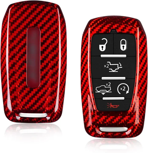 Miniatura 10 de Protector de llavero de fibra de carbono real para Dodge Ram 1500 2500 3500 accesorios, funda para llavero con llavero 2019-2025, azul