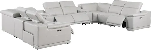Miniatura 85 de BlackJack Furniture Venice - Juego de sofá reclinable seccional de cuero italiano de grano superior de 12 piezas con 4 reclinables eléctricos