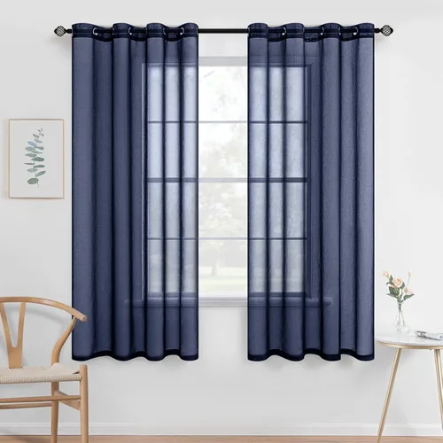 Miniatura 27 de MIULEE - Cortinas transparentes para ventana (2 paneles). Cortinas elegantes., Poliéster & Mezcla de poliéster, Blanco