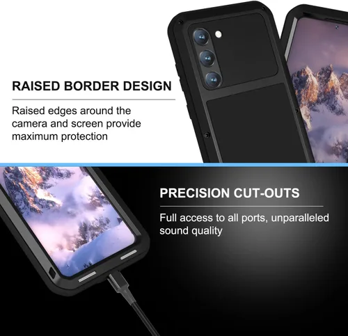 Miniatura 5 de LOVE MEI Funda para Samsung Galaxy S23 5G con protector de pantalla de vidrio templado, a prueba de golpes, a prueba de arañazos, híbrida de metal