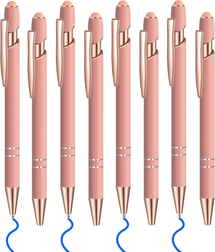 Miniatura 16 de 8 piezas de bolígrafo de tinta azul con punta de lápiz capacitivo 2 en 1 bolígrafo de metal con lápiz capacitivo para pantallas táctiles