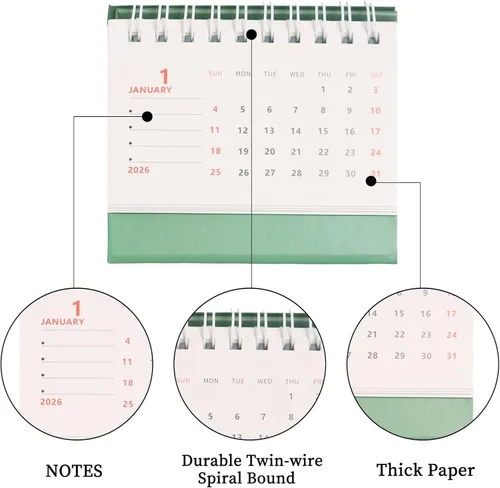 Miniatura 5 de Koqye Calendario de escritorio pequeño 2025-2026, de julio de 2025 a diciembre de 2026, calendario de escritorio pequeño con tapa abatible