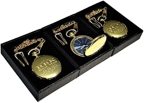 Miniatura 8 de 1 reloj de bolsillo personalizado, regalo grabado de estilo vintage. Caja incluida, cadena de acero inoxidable y grabado incluidos, padrinos
