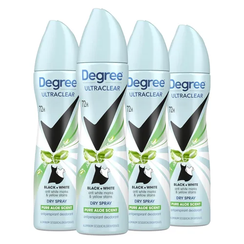 Degree UltraClear - Desodorante antitranspirante en espray seco, paquete de 4 unidades para 72 horas, protección contra el sudor sin parar, para