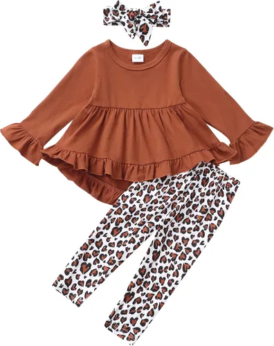 Miniatura 204 de Kucnuzki Conjunto de ropa para bebé niña pequeña, camisa de manga con volantes, pantalón floral, ropa de otoño e invierno para niña