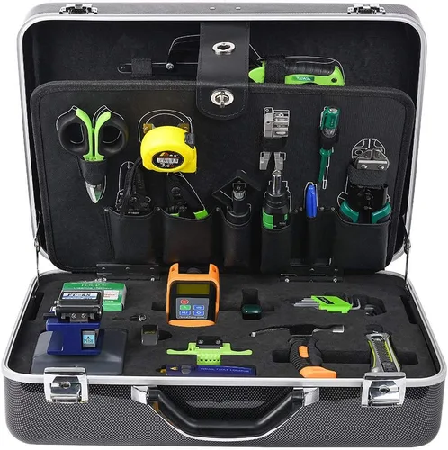 FTTH ToolKit TFS-40D KomShine Kit de herramientas de empalme de fusión de fibra óptica con medidor de potencia de fibra óptica y localizador de