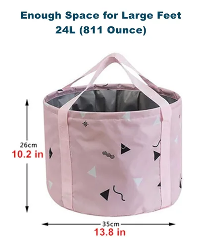 Miniatura 2 de Tina Plegable de 24L para Remojar Pies para Pies Grandes, Tina de Spa de Pies Portátil Plegable, Cubo Plegable de Agua para Viajes y Campamento, Rosa