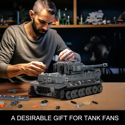 Miniatura 5 de Mould King MOC - Bloques de construcción de tanque de tigre, control remoto por aplicación, kit de bloques de construcción de modelo de vehículo