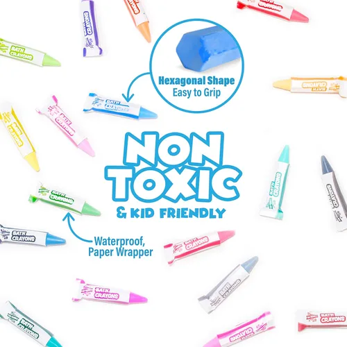 Miniatura 4 de Tub Works® Smooth™ - Crayones de baño de juguete de baño, paquete de 24 Crayones de baño no tóxicos y lavables para niños pequeños y niños