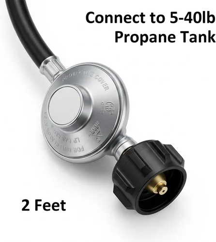 Miniatura 2 de ATKKE 2 Feet Propane Regulator Hose Assembly, QCC1/Type 1 Tank to 3/8" Female Flare Fitting, Low Pressure Replacement Gas Line for Grill,Heater,Fire