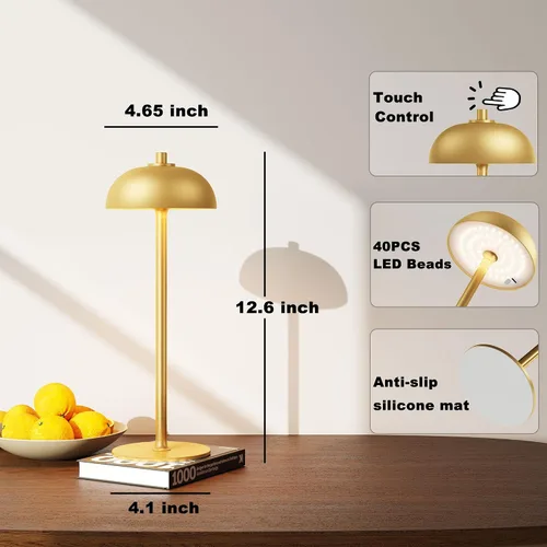 Miniatura 7 de Lámpara de mesa inalámbrica recargable – Luz de mesa con pilas de 5000 mAh, lámpara de mesa LED regulable continua de 3 colores con función