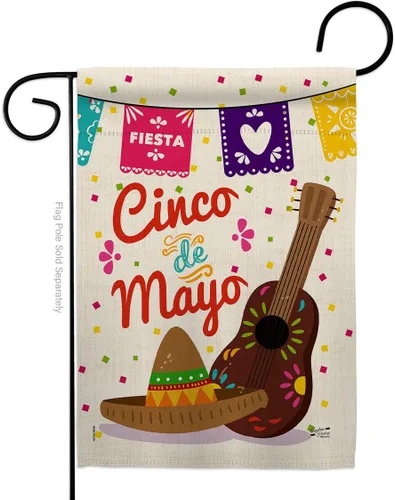 Miniatura 14 de Bandera de jardín del Cinco de Mayo para fiesta de verano, cactus, piñata, sombrero mexicano para decoración de la casa al aire libre, pancarta