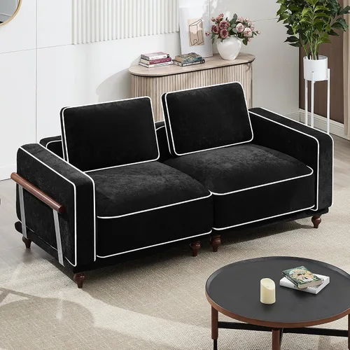 Miniatura 14 de Otomano cuadrado de 35'' para sofá seccional modular, otomanos tapizados y móviles con reposapiés para sala de estar, dormitorio, chenilla blanca