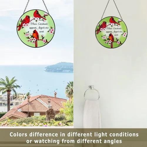 Miniatura 4 de Atrapasoles para colgar vidrieras de 10 pulgadas con panel de vidrio hecho a mano, decoración de ventana, regalo para mamá y abuela
