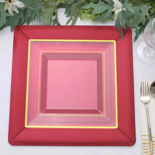 Miniatura 9 de Efavormart - Paquete de 10 bandejas cuadradas de 13 pulgadas, 1100 GSM, de cuero extra rígido con textura de cartón, platos para bodas de otoño