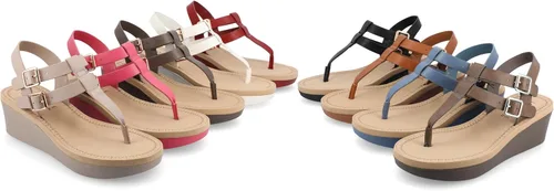 Miniatura 5 de Journee - Sandalias de tacón de cuña para mujer con plataforma y hebilla, correa al tobillo