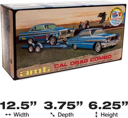 Miniatura 6 de AMT Cal Drag Combo 1964 Galaxie, AWB Falcon & Trailer Kit de modelo a escala 1:25