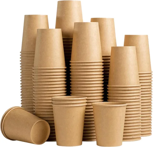 Lamosi 200 paquete de tazas de papel kraft de 8 oz, tazas de café desechables de papel marrón, tazas de papel no blanqueadas para bebidas
