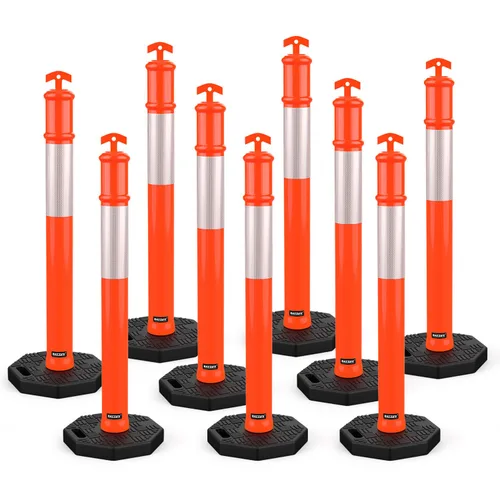 Miniatura 8 de BATTIFE Poste delineador de 45 pulgadas con base, conos de delineador de tráfico naranja con collar reflectante para práctica de conducción