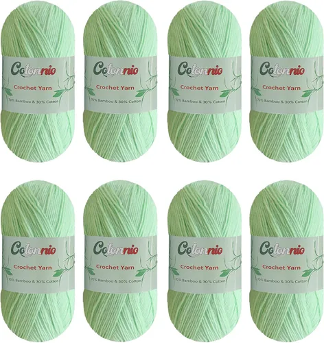 Miniatura 11 de 8 madejas de hilo para tejer a ganchillo, 70% rayón derivado de bambú, 30% algodón, peso superfino fingering, Sunny Cat Cotonnio importado