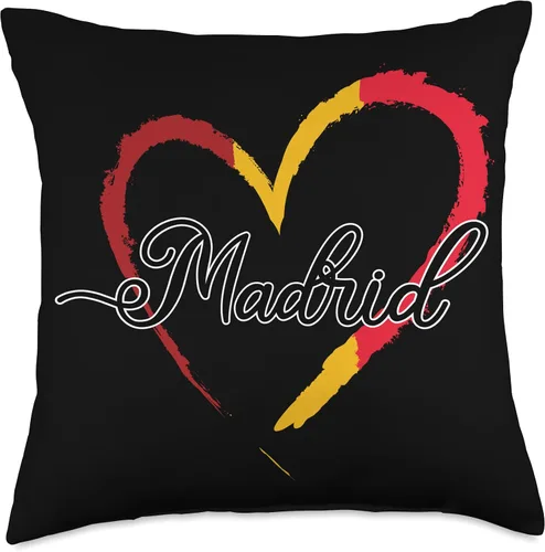 Miniatura 5 de Europe Spain Vacation Travel Madrid Gifts Almohada con diseño de bandera española de España, corazón y amor, familia Madrid, 16 x 16 pulgadas