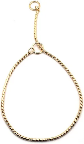 Miniatura 4 de SGODA Collar de cadena para perro, estrangulador, collar de serpiente para entrenamiento de mascotas, con eslabones pesados, longitud de 22 Oro