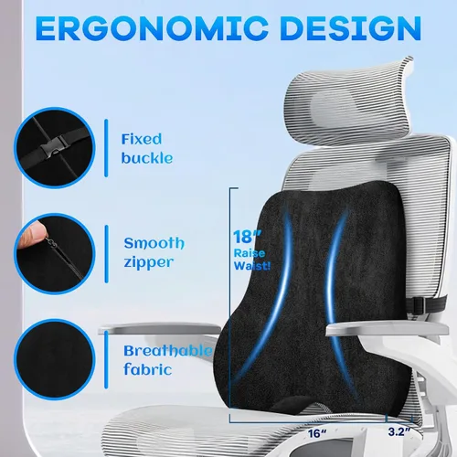 Miniatura 3 de Juego de cojín de asiento de espuma viscoelástica y almohada de apoyo lumbar de terciopelo suave, cojines de silla de computadora cómodos
