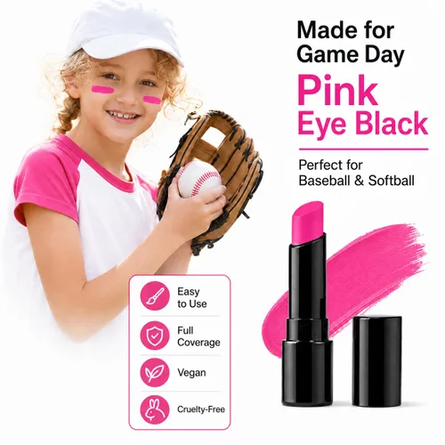 Miniatura 4 de Go Ho Pintura facial mezclable en crema rosa intenso, barra negra para ojos, pintura facial fácil de colorear, pintura facial segura y labios