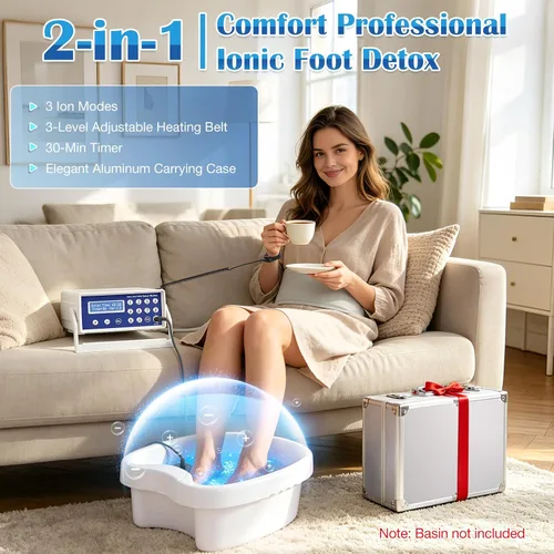 Miniatura 2 de veicomtech Máquina de desintoxicación de baño de pies iónico, máquina de desintoxicación de pies 2 en 1, spa iónico para pies con pulsera, cinturón