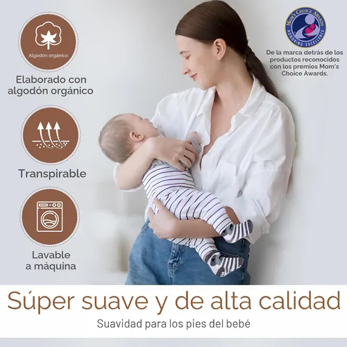 Miniatura 3 de Calcetines de algodón orgánico, 8 pares de calcetines para bebés de 0 a 6 meses, calcetines para recién nacidos con agarre, suela antideslizante