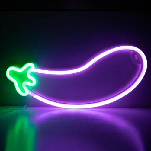 ENUOLI Letreros de neón de berenjenas, luces LED de neón de berenjena morada, luces LED decorativas para decoración de pared, lámparas nocturnas