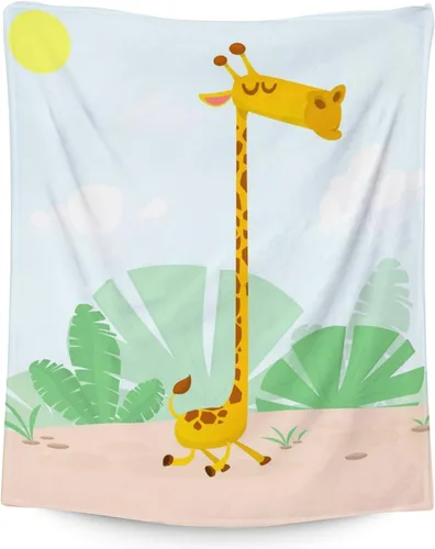 Miniatura 12 de Manta de jirafa para regalar – Manta estética de jirafa de 40 x 50 pulgadas, mantas de felpa suave y mullida naranja para sofá Jirafa2-1