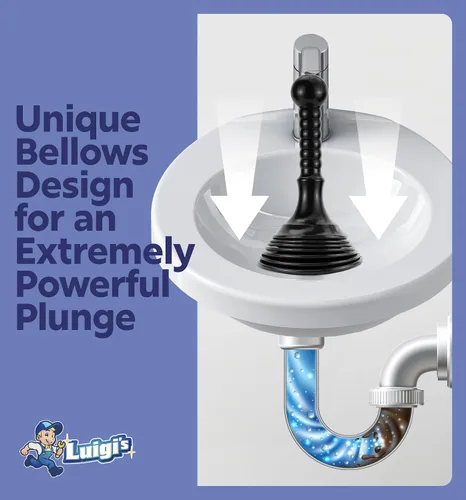 Miniatura 3 de Luigi's Desagüe para cocina con émbolo para lavabo de baño, bañera o ducha de drenaje, removedor de obstrucciones pequeño y potente, estilo Negro