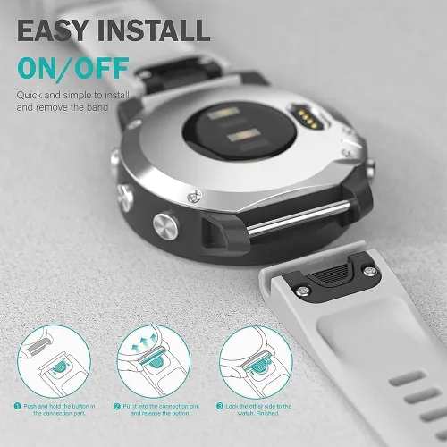 Miniatura 7 de Correa de reloj QuickFit con hebilla dorada, 0.78 pulgadas, impermeable, de liberación rápida, fácil ajuste, para Garmin Fenix 7S 6S Pro/Zafiro