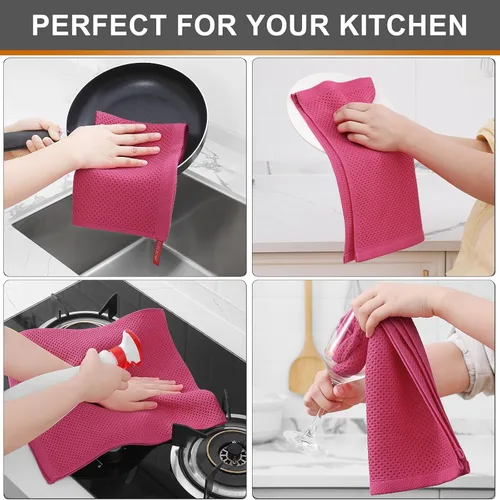 Miniatura 194 de Kitinjoy - Paños de cocina de 100 % algodón, tela de tejido gofrado, paño de limpieza ultrasuave, absorbente y de secado rápido. Beige