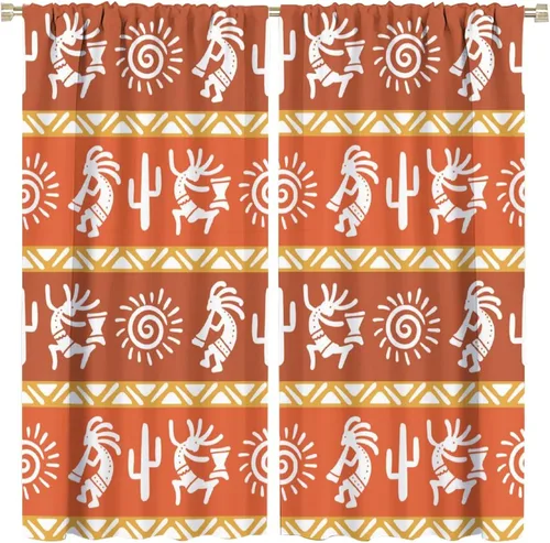 Miniatura 10 de Kokopelli - Cortinas opacas para cocina, decoración de sala de estar, dormitorio, 21 x 45 pulgadas, 2 paneles