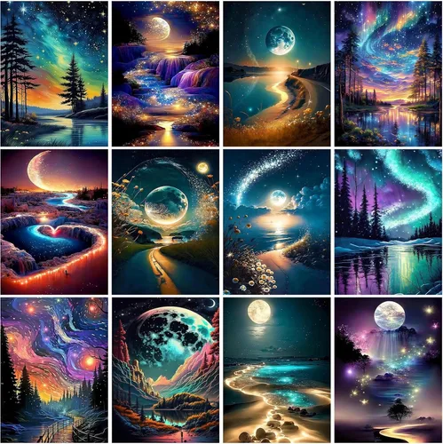 12 paquetes de kits de arte de diamante 5D grandes avanzados para adultos, múltiples paquetes, club DIY, pintura de diamante redonda de taladro