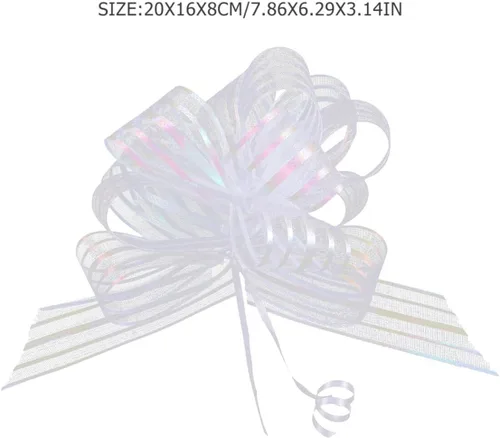 Miniatura 7 de EXCEART 20 lazos de regalo de organza grandes para envolver regalos, cinta blanca para Navidad, vacaciones, cumpleaños, boda, regalo, floristería